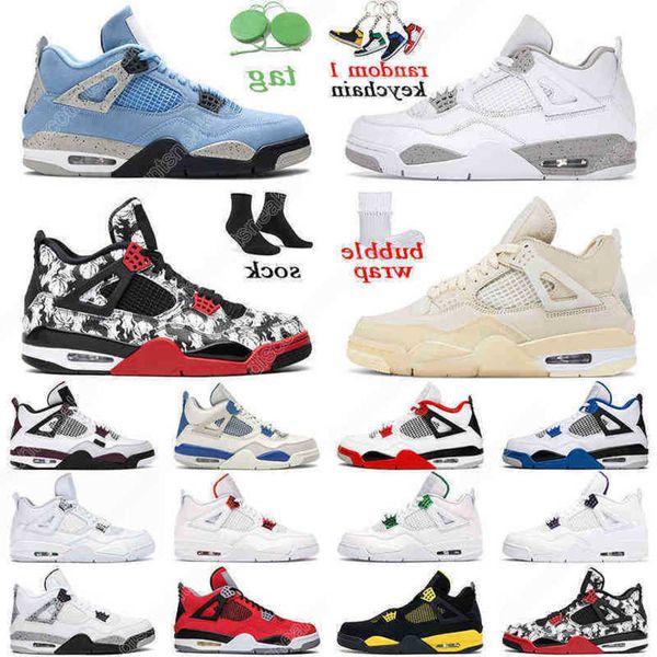 

with box jordns tattoo 4 men jumpman basketball shoes 4s black cat white cement fire red university blue mens womens trainer zapatos, White;red