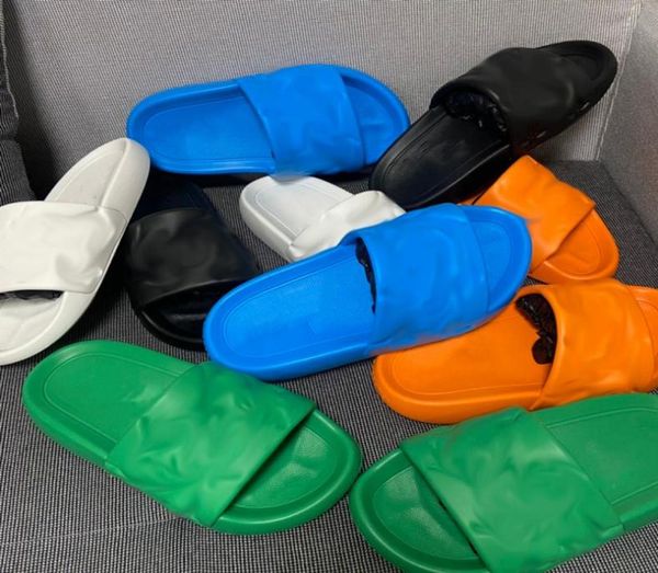 

women black flat waterfront mule slipper flower embossed slides sandals designer shoes pink orange blue white rubber outsole leath7716953