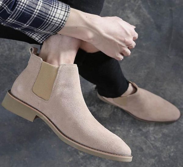 

british classic fashion men ankle boots sewing slip on nubuck trending man short boots black luxury high casual shoes 3844 jc4834778