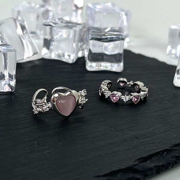 

couple rings engagement rings for women sweet brambles opal love pink diamond ring female student individuality luxury niche design feed ope, Silver