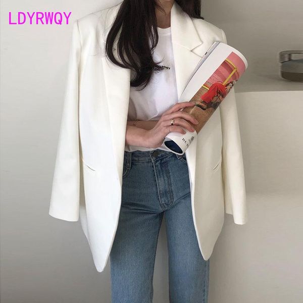 

pants small suit coat female 2022 autumn wear new korean version of loose leisure temperament slim suit jacket, White