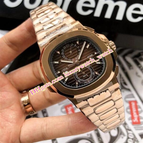 

new version elling mens watch 40mm 5990 1a-001 date stainless steel asia transparent quartz movement fashion men's watch221t, Slivery;brown