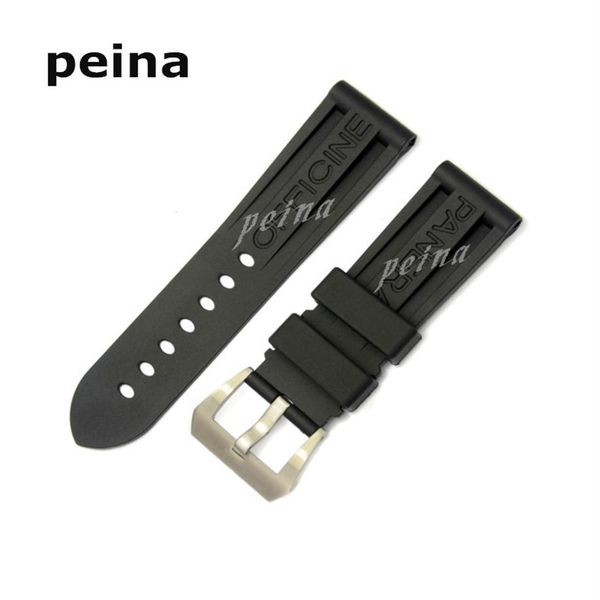 

22mm 24mm man new grade black diving silicone rubber watch band strap for panerai207f, Black;brown