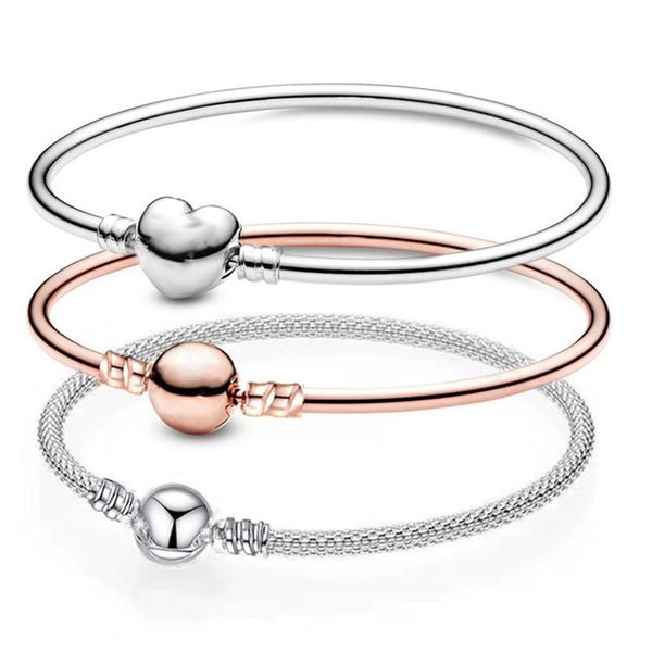 

new popular 925 sterling silver round buckle charm bracelet for pandora bracelets for women lovers diy making jewelry305c, White