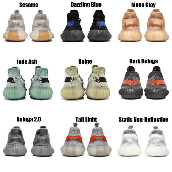 

2023 yeezzys women mens running shoes bone dazzling mono beluga reflective mx oat rock blue black static reflective jogging walking trainers