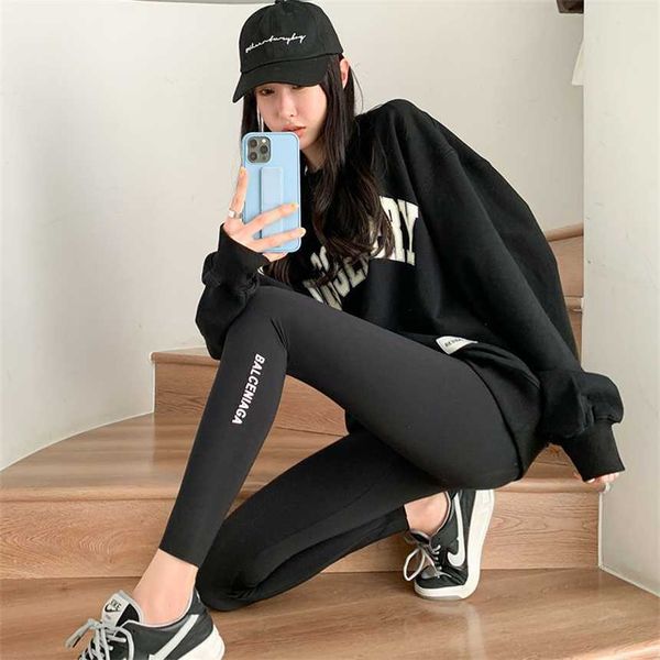 

30% off shark for women wearing spring autumn thin leggings tightening abdomen and lifting buttocks slimming the legs barbie new tight pants, Black