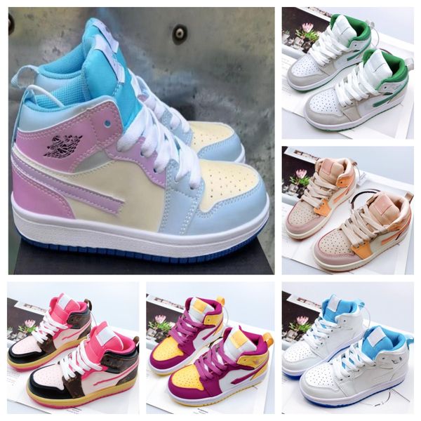 

kid air jumpman 1 basketball shoes jordon boys girls og athletic 1s change color game infants royal scotts obsidian chicago bred sneakers mi, Black