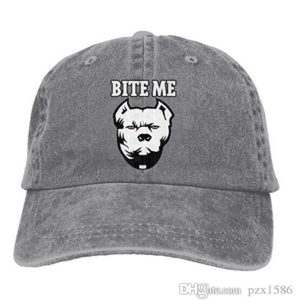 

pzx baseball cap for men and women bite me pitbull mens cotton adjustable jeans cap hat optional9428633, Blue;gray