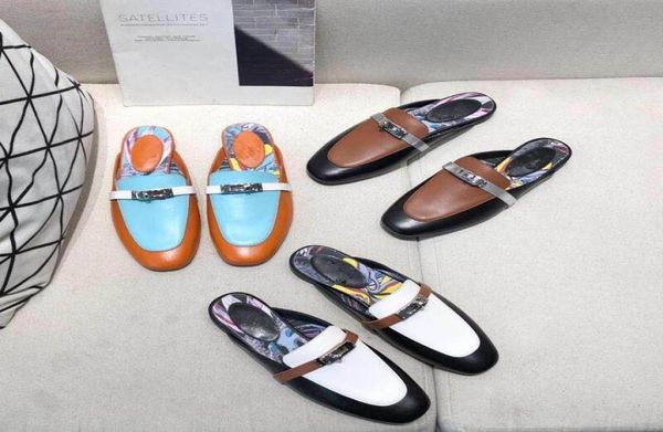 

2021women flat fisherman classical leather half drag 3d casual shoes designer sandals letter slippers flip flop slides1027770, Black