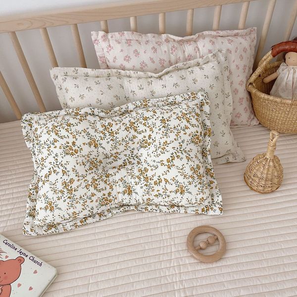 

pillows korea flower cotton baby pillow for born baby children floral muslin bedding pillows decorative kids baby cushion pillow 230422