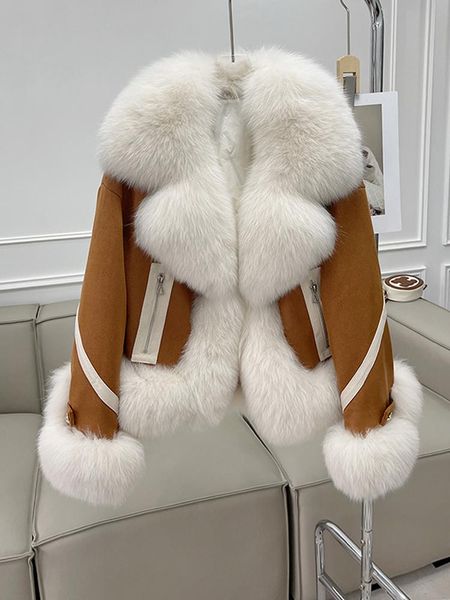 

fur zdfurs*2022 new fox fur coat female haining temperament short socialite coat down winter young, Black