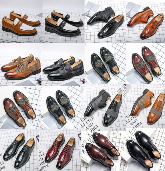 

italian luxury brand printing pattern men039s shoes handmade solid color pu stitching suede round head hook set fashion busines2864634, Black