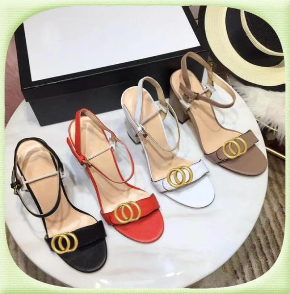 

party fashion 100 leather women dance shoe classic high heeled sandals designer heels suede lady metal belt buckle thick hee2320589, Black