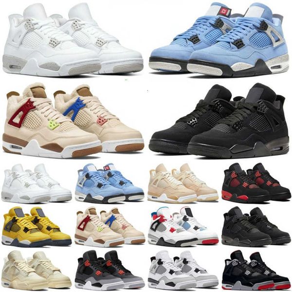 

jordn0s 2022 classic 4 4s mens womens basketball shoes black cat shimmer sail university blue red thunder bred white oreo cactus jack neon m