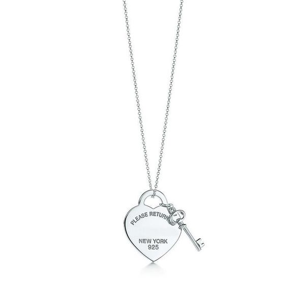 

pendant necklaces fashion please return to new york heart key necklace original 925 sier love charm women diy jewelry gift clavicl285q, Silver