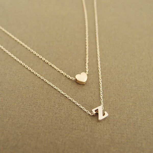 

pendant necklaces simple and thin small heart pendant necklace for women personality initial letter necklace charm name jewelry gift accesso, Silver