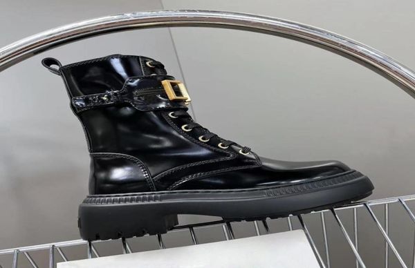 

fashion winter boots fall martins cowboy leather quilted laceup winter shoe rubber2782154, Black