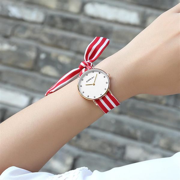 

crrju new unique ladies flower cloth wristwatch fashion women dress watch fabric watch sweet girls bracelet watch3113, Slivery;brown