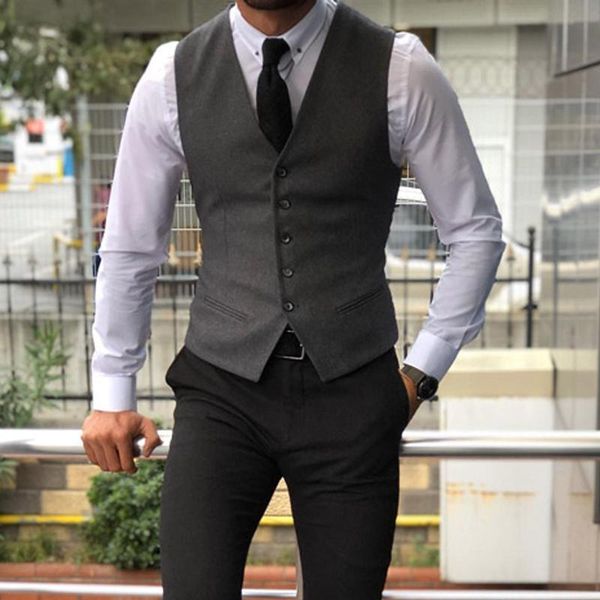 

blazers men's wool tweed men vest for business man one piece suit waistcoat v neck wedding tuxedo, White;black