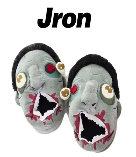 

funny zombie slippers for winter warm indoor floor househome women and men walking dead 3d shoes fit halloween cosplay pantufa y29001799, Black