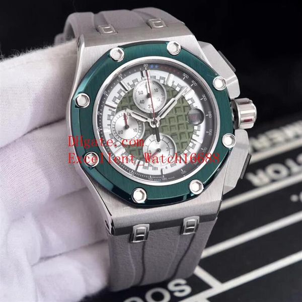 

6 sell the mens watches 48 mm offshore 26568 stainless steel case vk quartz chronograph working rubber strap men's watche247h, Slivery;brown