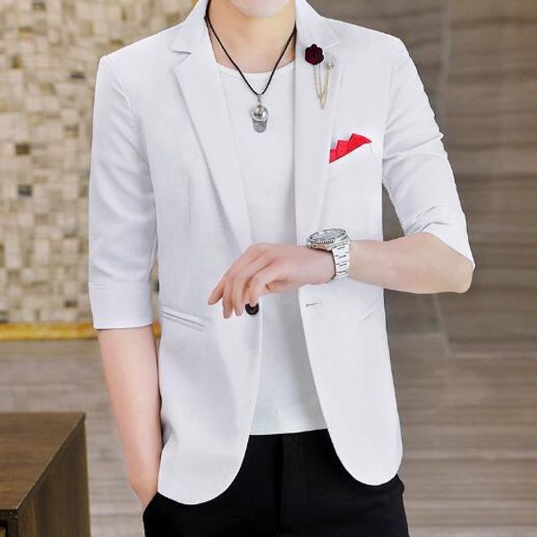 

blazers summer men's casual suit slim youth thin coat, White;black