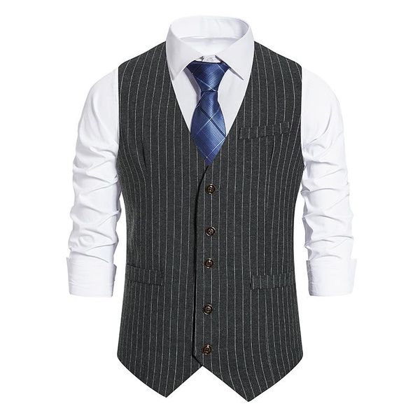 

blazers for 2022 fashion striped suit dress grey black vest men luxury casual waistcoat business clothes, White;black