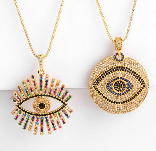 

evil eye necklace iced out pendant luxury colorful cz collar necklaces fashion women girl 18k gold plated cubic zirconia choker je1242455, Silver