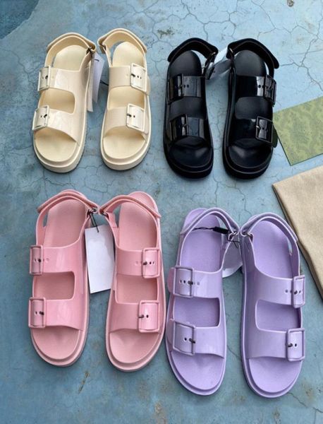 

2021 r luxury women straps sandals fashion summer ladies flats beach slippers lastest woman casual slides with box larg2013416, Black