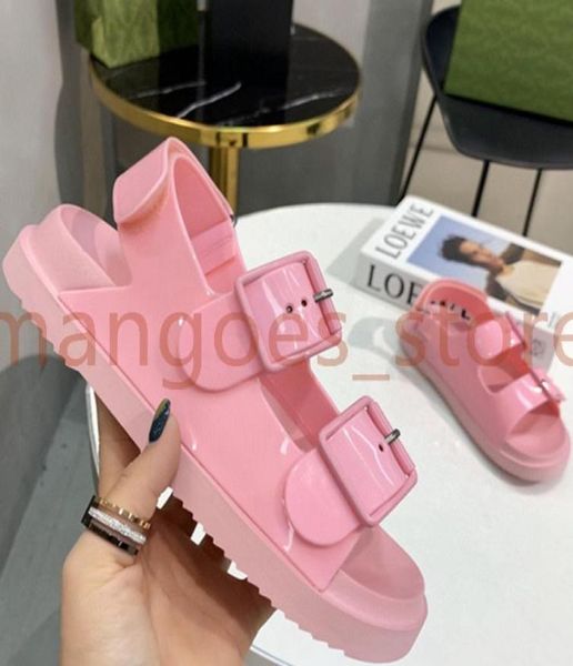 

2022 latest luxury spring summer designer ladies sandals purple pink black double g jelly sandals6340483