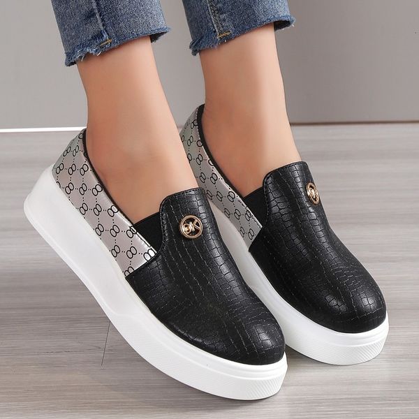 

dress shoes platform sneakers white woman vulcanize femme tenis con plataforma luxury tennis feminino for women 2023 zapatos mujer 230421, Black