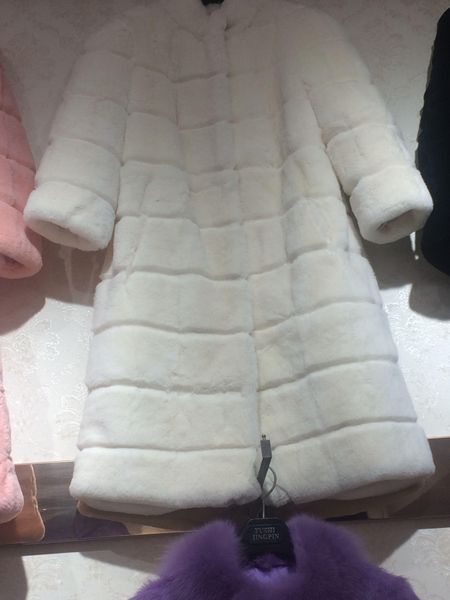 

fur real natural rex rabbit fur coat 2021 winter womens clothing whole skin extra long trench stand collar female outerwear coats, Black