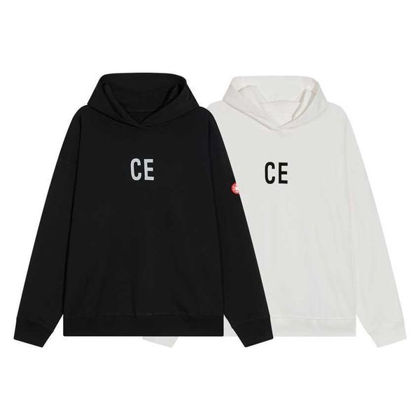 

new cavempt simple ce reflective letter printing large hooded sweater couple fashion, Black
