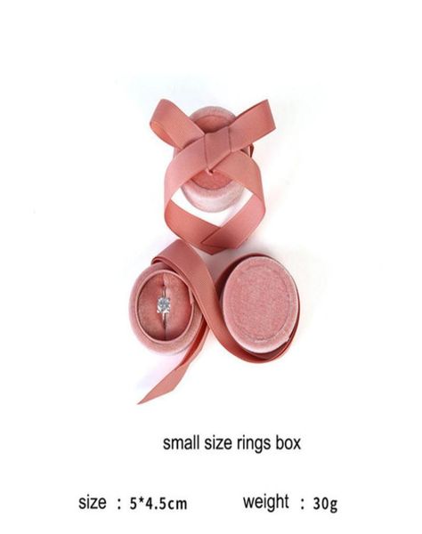 

velvet ring box round wedding ring boxes pendant necklace earrings jewelry storage case with ribbon proposal engagement ceremony g1120018, Black;white