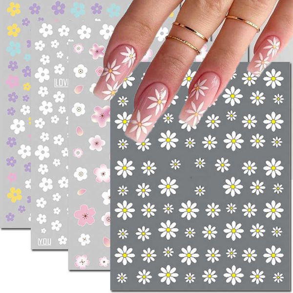 

stickers decals arte do prego decalques vero margarida frutas branco florais ptalas flores cola volta adesivos de unhas decorao para unhas d, Black
