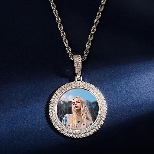

custom made double layer stones po pendant necklace for men women gifts cubic zirconia necklace hip hop jewelry2346, Silver