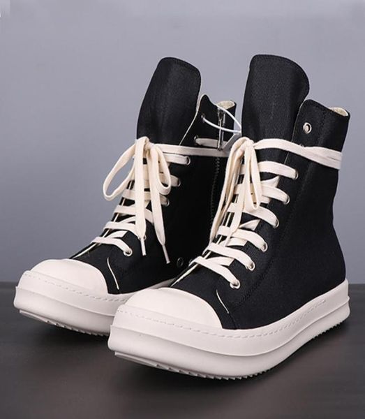 

men casual canvas boots trainers ankle lace up fashion sneaker zip highhip hop streetwear flats shoes8858320, Black
