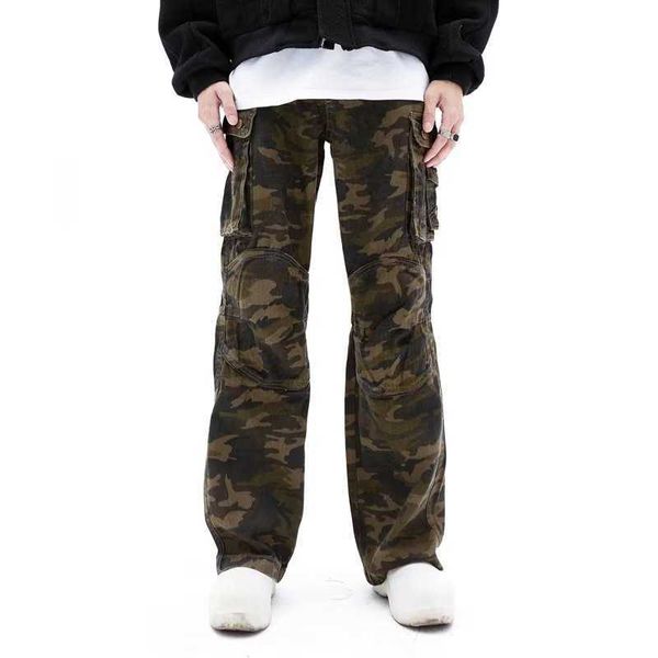 

men's pants 2023 military style camouflage baggy men trasuit cargo pants ltiple poets outdoor casual long trousers tactical cloing g230, Black