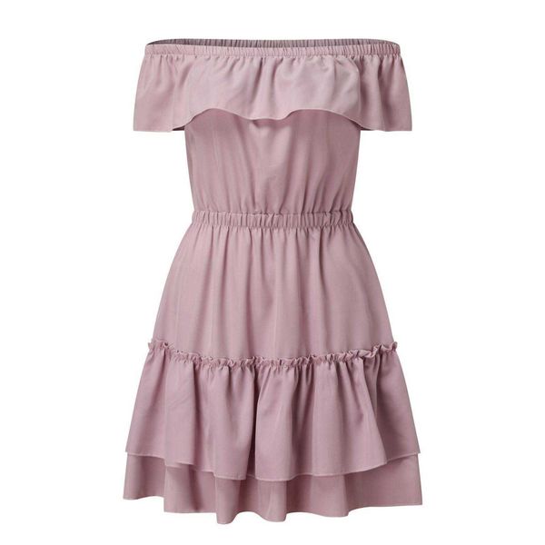 

summer off dress neck fashion shoulder baring loose lotus leaf, Black;gray