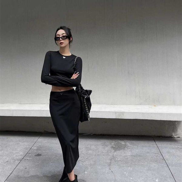 

36% off family spring/summer new casual simple triangle display thin t-shirt+hip wrap half skirt set, White