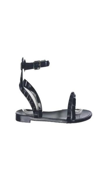 

europe and 2019 the united states new plastic chain beach shoes candy color jelly sandals chain flat bottomed out sandals5814961, Black
