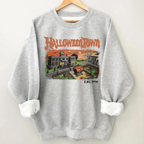 

t-shirt rheaclot halloween town 1998 women's retro cotton female funny cute long sleeves sweatshirt, White