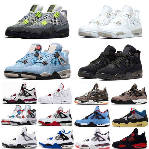 

university blue men 4 4s basketball shoes red metallic bred what the court purple black-cat cement mens trainers sport sneakers 7-13