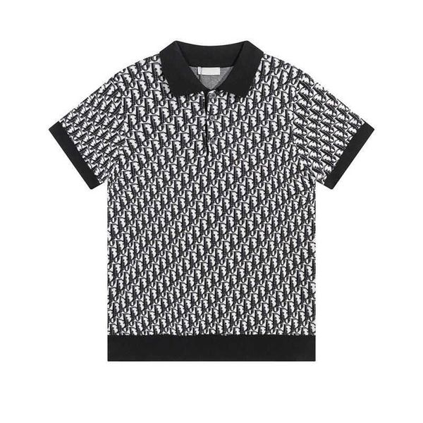 

new polo shirt designer models high-quality lapel t-shirt knitted jacquard fabric loose casual simple fashion half-sleeve, White;black