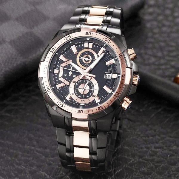 

sports men's quartz 539 watch calendar stainless steel all hands can operate275a, Slivery;brown