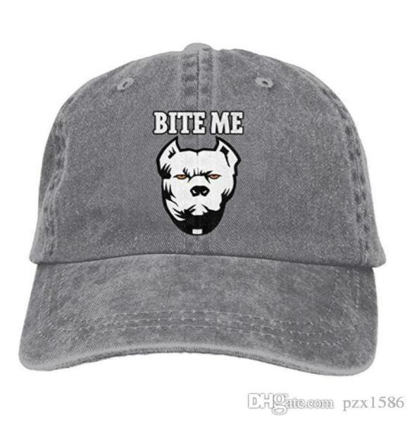 

pzx baseball cap for men and women bite me pitbull mens cotton adjustable jeans cap hat optional7673382, Blue;gray