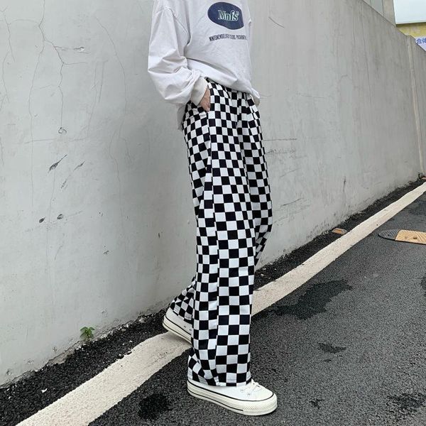 

capris 2022 spring autumn goth pants women wide leg streetwear high waist oversized trousers womans straight couple clothes punk pants, Black;white