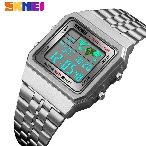 

skmei new business fashion square electronic watch multi-function watch298x, Slivery;brown