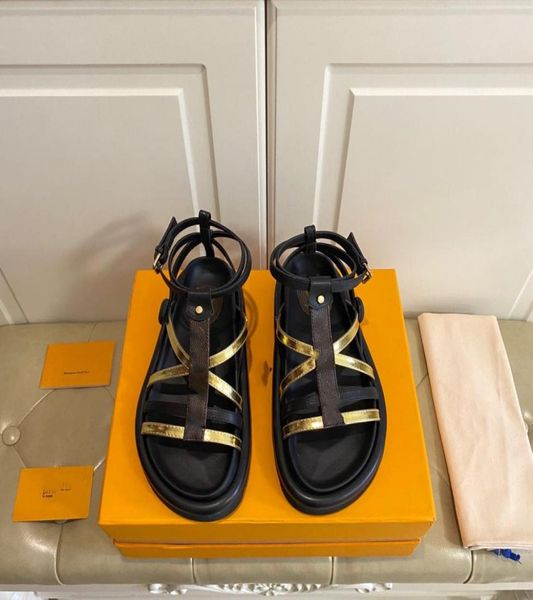 

luxury designer gladiator sandals women black summer causal shoes comfortable genuine leather buckle platform sandal size 35415368219
