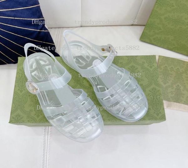 

men039s and women039s highquality roman sandals fashion hollow out pvc jelly color sports flat shoes luxury designer shoes 1765196, Black
